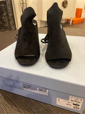 Prada Black Suede Open-Toe Women's Heels